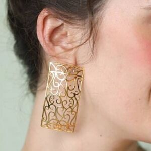 New! Anthro Gold Lattice Earrings